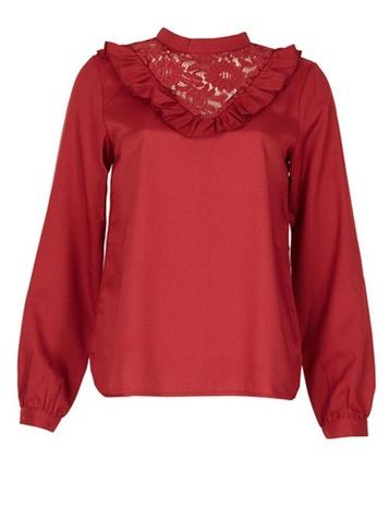 *tenki Maroon Lace Plain Top