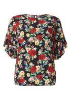 Dorothy Perkins Black Floral Ruffle T-shirt