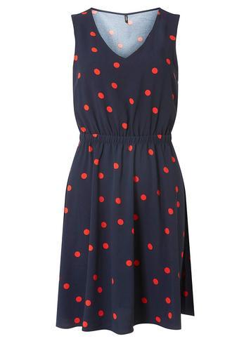 Dorothy Perkins *only Navy And Red V-neck Skater Dress