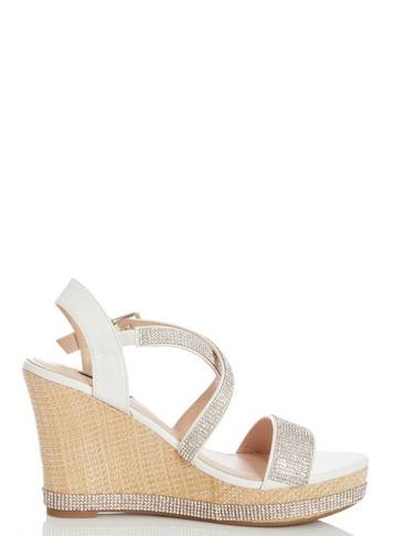 *quiz Diamante Cross Strap Wedge Sandals