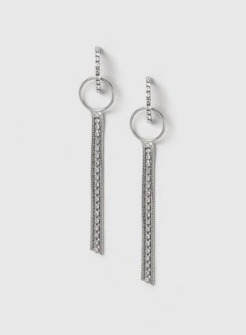 Dorothy Perkins Silver Rhinestone Circle Earrings