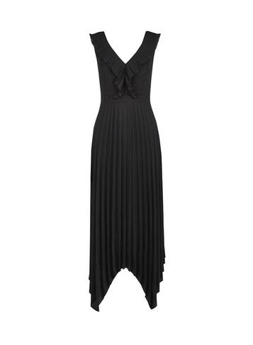 * Luxe Black Pleat Hanky Hem Dress