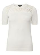 Dorothy Perkins White Lace Yoke Knitted Top