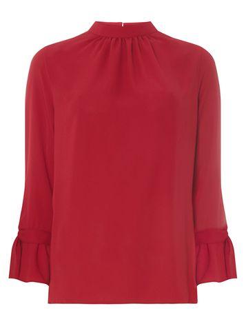 Dorothy Perkins *tall Red High Neck Tie Sleeve Top
