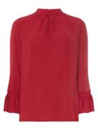 Dorothy Perkins *tall Red High Neck Tie Sleeve Top