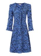 *jolie Moi Blue Leopard Print Tie Front Dress