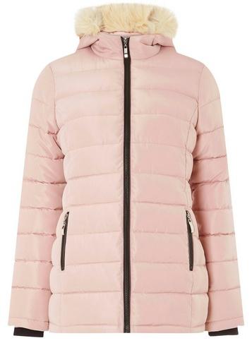 Dorothy Perkins Pink Faux Fur Hood Padded Jacket