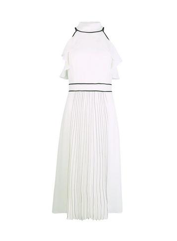 Dorothy Perkins *ivory Pleated Contrast Dress