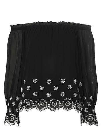 Dorothy Perkins Black Frill Cutwork Bardot Top
