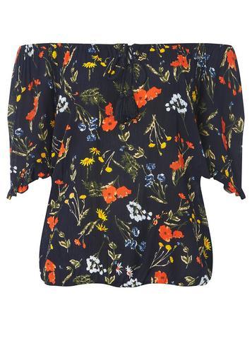 Dorothy Perkins Navy Poppy Print Gypsy Top