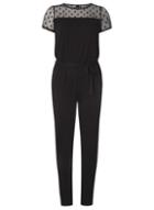 Dorothy Perkins Black Spot Mesh Top Jersey Jumpsuit