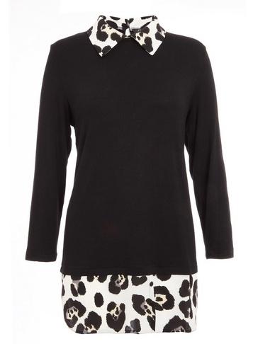 *quiz Leopard Print Shirt Knit Top