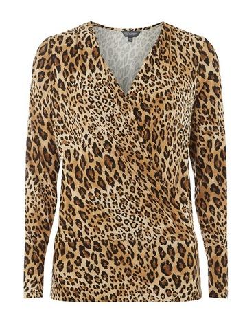 Dorothy Perkins *tall Brown Leopard Print Wrap Top