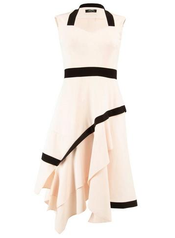 *feverfish Nude Asymmetric Midi Dress