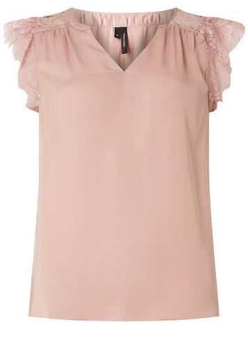 Dorothy Perkins *vero Moda Pink V-neck Frill Top