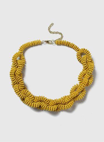 Dorothy Perkins Yellow Beaded Twist Necklace