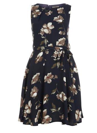 Dorothy Perkins *navy Flower Print Dress.