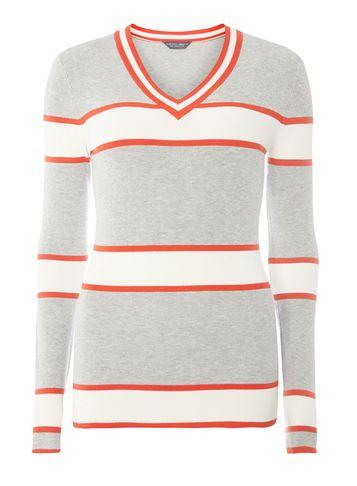 Dorothy Perkins *tall Grey Cricket Stripe Jumper