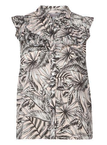 Dorothy Perkins Petite Pink Palm Print Ruffle Sleeveless Shirt