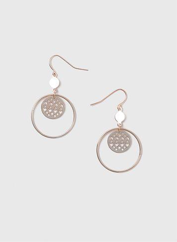 Dorothy Perkins Rose Gold Filigree Circle Drop Earrings