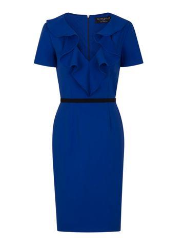 Dorothy Perkins *paper Dolls Blue Ruffle Front Dress