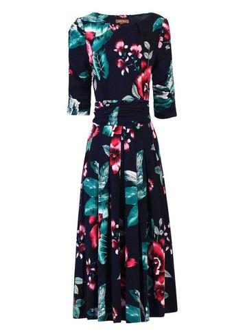 *jolie Moi Navy Floral Print Viscose Dress