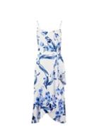 *luxe White China Floral Print Frill Camisole Dress