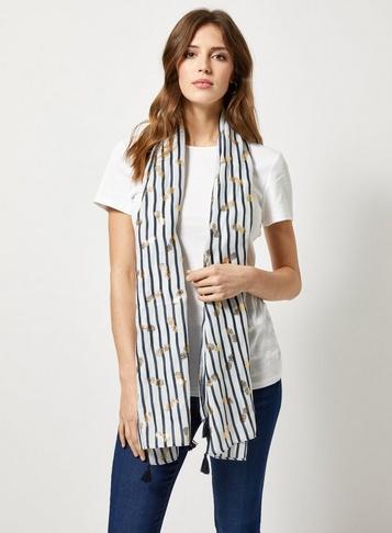 Dorothy Perkins Multi Colour Pineapple Foil Stripe Scarf