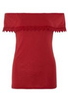 Dorothy Perkins Red Lace Trim Blouse