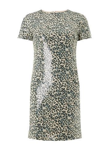 Dorothy Perkins Multi Coloured Leopard Print Sequin Shift Dress