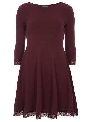 Dorothy Perkins Burgundy Lace Trim Dress