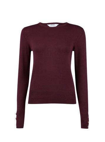 Dorothy Perkins Petite Burgundy Port Button Cuff Jumper