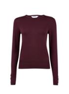 Dorothy Perkins Petite Burgundy Port Button Cuff Jumper