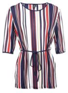 Dorothy Perkins *izabel London Red Striped Tie Waist Top