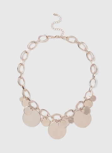 Dorothy Perkins Rose Gold Coin Collar Necklace