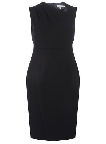 Dorothy Perkins Petite Navy Pleat Neck Pencil Dress
