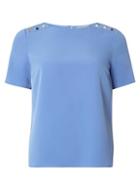 Dorothy Perkins Petite Blue Button Detail T-shirt