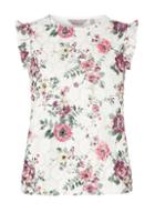 Dorothy Perkins Petite White Floral Lace Ruffle Sleeve Top