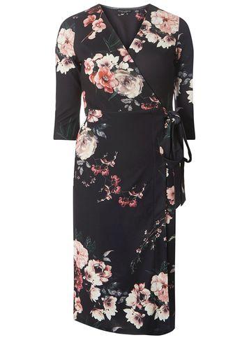 Dorothy Perkins Black Floral Wrap Dress