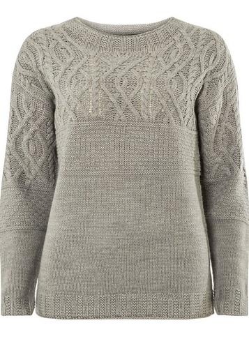 Dorothy Perkins Grey Cable Yoke Detail Jumper