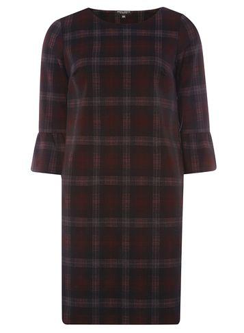 Dorothy Perkins Wine And Black Checked Shift Dress