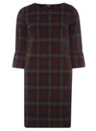 Dorothy Perkins Wine And Black Checked Shift Dress