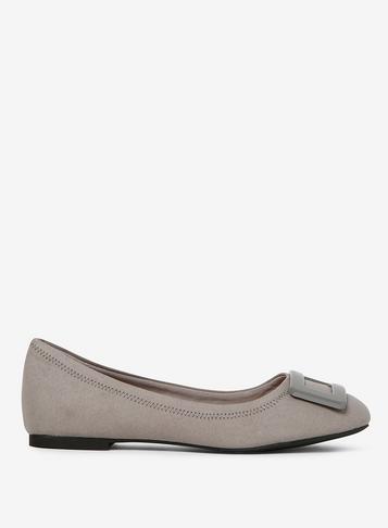 Dorothy Perkins Grey Microfibre Portia Ballerina Pumps