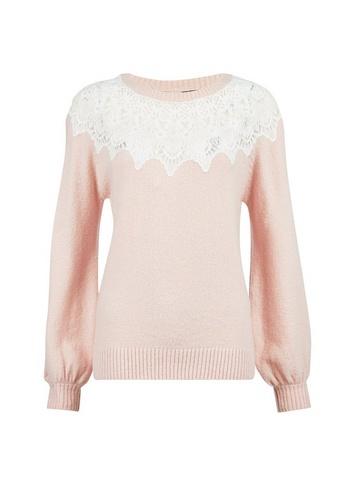 Dorothy Perkins Blush Lace Yoke Knitted Jumper