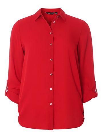 Dorothy Perkins Ruby Red Tab Roll Sleeve Shirt