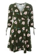 Dorothy Perkins Khaki Floral Print Fit And Flare Dress