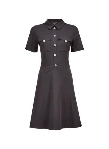 Dorothy Perkins Black Utility Horn Button Fit And Flare Dress