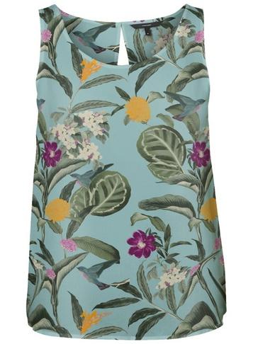 *vero Moda Green Sleeveless Floral Print Top