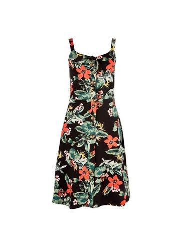 Dorothy Perkins Black And Pink Floral Print Button Through Camisole Dress