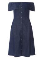 Dorothy Perkins Navy Bardot Midi Shirt Dress